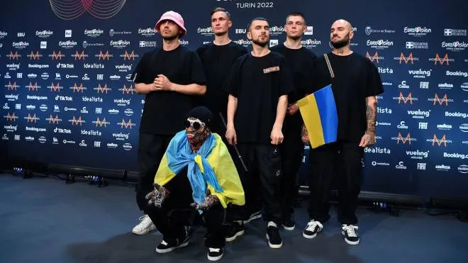 Press conference of the Ukrainian band Kalush Orchestra winners of the 66th annual Eurovision Song Contest (ESC) at the PalaOlimpico indoor stadium in Turin, Italy, 15 May 2022. ANSA/ALESSANDRO DI MARCO