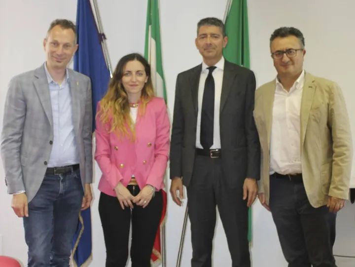 Da sinistra: Riccardo Pase, il sindaco Magda Beretta. ,. Ugo Zanello e Lino Ladini