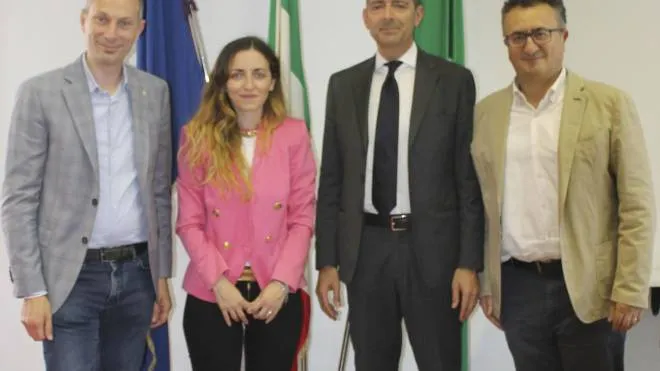 Da sinistra: Riccardo Pase, il sindaco Magda Beretta. ,. Ugo Zanello e Lino Ladini