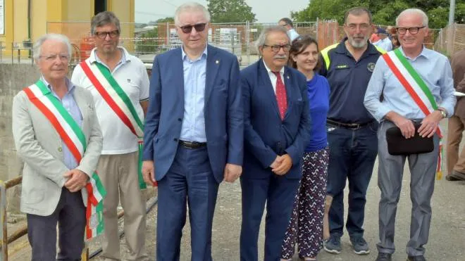 Da sinistra i sindaci di Pieve e Chignolo con Giuseppe Villani e Alessandro Folli