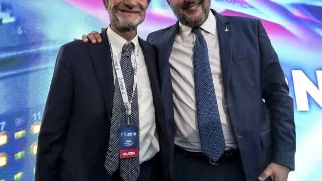 Il governatore lombardo Attilio Fontana e il segretario della Lega Matteo Salvini