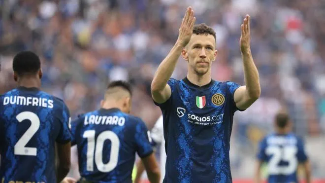 Inter Milan�?s Ivan Perisic jubilates after scoring goal of 1 to 0 during the Italian serie A soccer match between FC Inter  and Sampdoria at Giuseppe Meazza stadium in Milan, 22 May 2022.
ANSA / MATTEO BAZZI