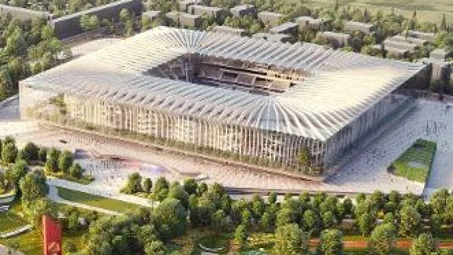 Il rendering del progetto del nuovo stadio di Milano firmato dal Populus