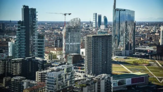 Lo skyline di Milano visto dal 31° piano di  Palazzo Pirelli, 22 Febbraio 2022ANSA/MATTEO CORNE5