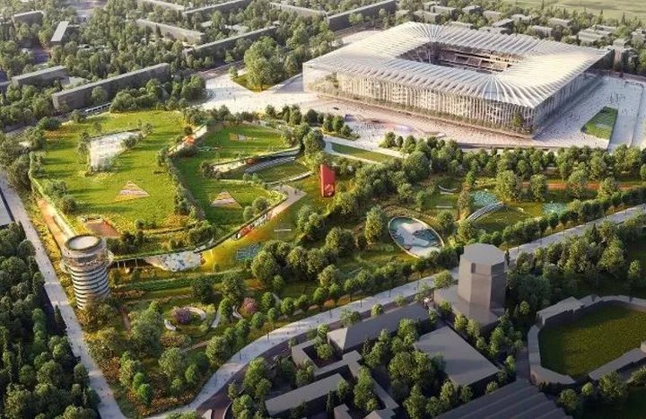 Uno dei rendering sul progetto del nuovo stadio a San Siro proposto da Milan e Inter