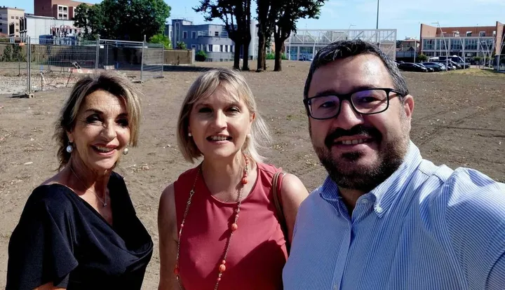 Parco Nilde Iotti: il sindaco Ivonne Cosciotti il vicesindaco Saimon Gaiotto e l’assessore al Verde Paola Ghiringhelli