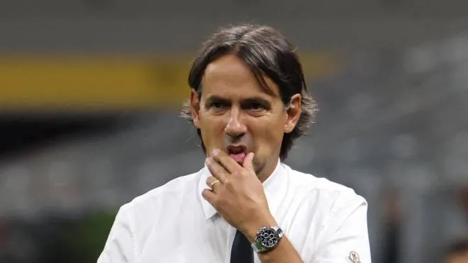 Inter Milan�?s coach Simone Inzaghi reacts during the Italian serie A soccer match between FC Inter  and Spezia at Giuseppe Meazza stadium in Milan, 20 August 2022.
ANSA / MATTEO BAZZI