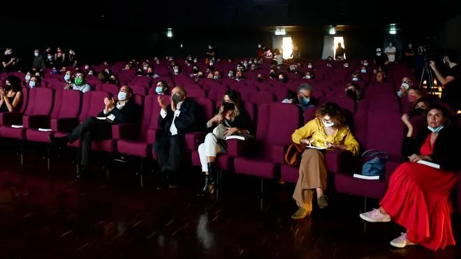 L�?inaugurazione del Cinema Troisi, ex cinema Induno riaperto dopo la restaurazione da parte dei ragazzi del Piccolo America, Roma, 21 settembre 2021. ANSA/RICCARDO ANTIMIANI