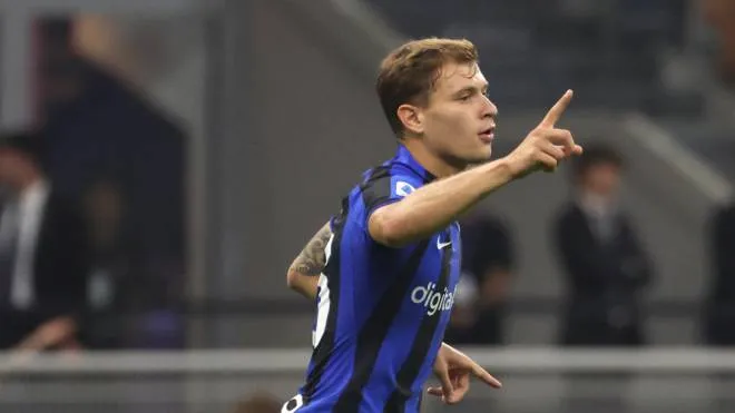 Inter Milan�s Nicolo Barella jubilates after scoring goal of 2 to 0  during the Italian serie A soccer match between FC Inter  and Cremonese Giuseppe Meazza stadium in Milan, 30 August 2022.
ANSA / MATTEO BAZZI