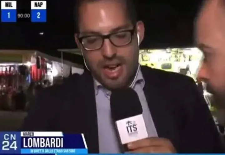 Il giornalista Marco Lombardi durante la diretta del 18 settembre
