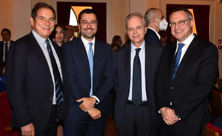 Da sinistra Diego Rossetti il sindaco Radice il prefetto di Milano Saccone e il presidente di Confindustia Bonomi