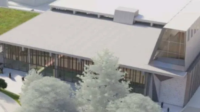 Il rendering del nuovo impianto sportivo a Morbegno che nascerà dalla riqualificazione dell’ex piscina
