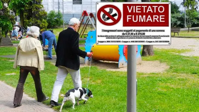 Nei parchi bergamaschi come a Milano i cartelli. indicano il divieto di fumare