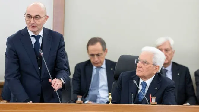 Il Presidente della Repubblica Sergio Mattarella con Fabio Pinelli, il neo eletto Vice Presidente del Consiglio Superiore della Magistratura 