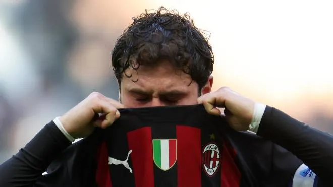 AC Milan�s Davide Calabria reacts during the Italian serie A soccer match between AC Milan and Sassuolo at Giuseppe Meazza stadium in Milan,  29 January 2023.
ANSA / MATTEO BAZZI