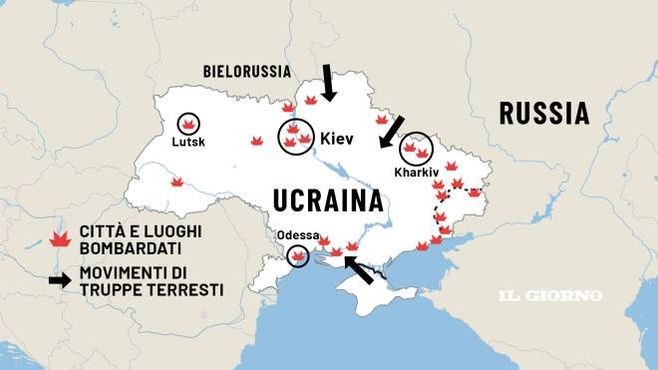La mappa dell&#39;invasione russa in Ucraina