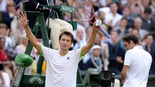 Sergiy Stakhovsky dopo la vittoria a Wimbledon contro Federer