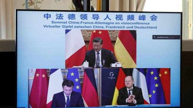 Il videoconfronto Xi-Macron-Scholz