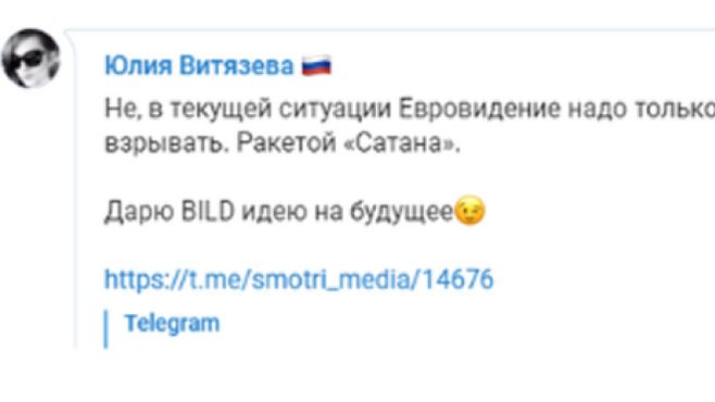 Il post della giornalista russa su Telegram