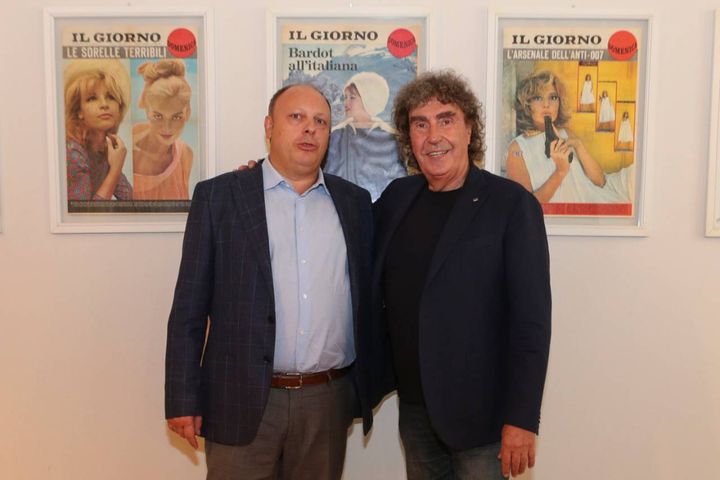 Stefano D'orazio, ex batterista dei Pooh, nella redazione de Il Giorno con il direttore Sandro Neri