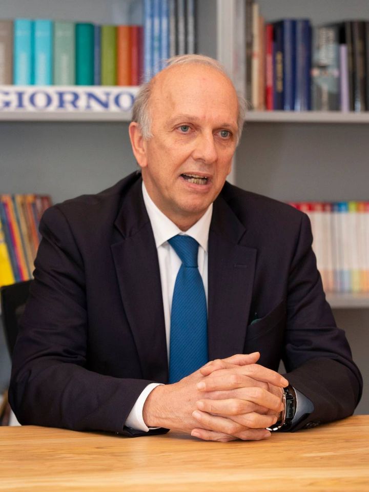 Il ministro Marco Bussetti nella redazione de Il Giorno (Newpress)