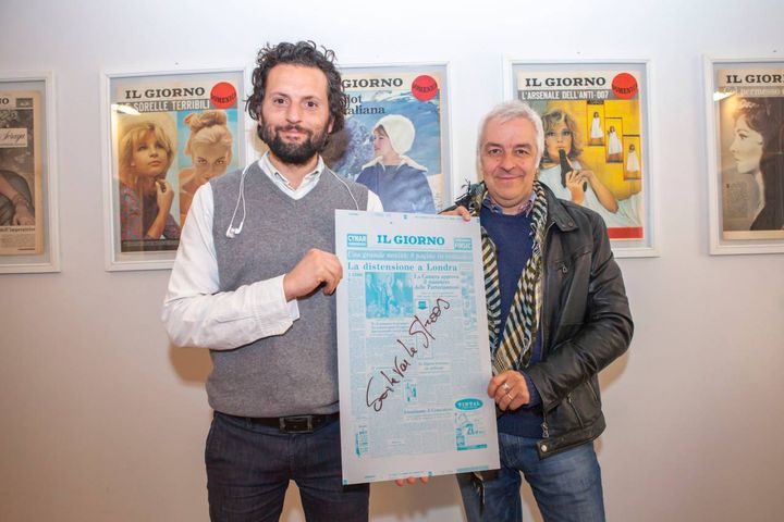 Davide Van de Sfroos con Fabrizio Lucidi, capo della cronaca di Milano de Il Giorno