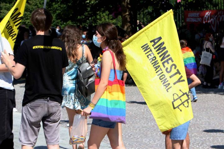 Il Gay Pride 2021 all'Arco della Pace a Milano
