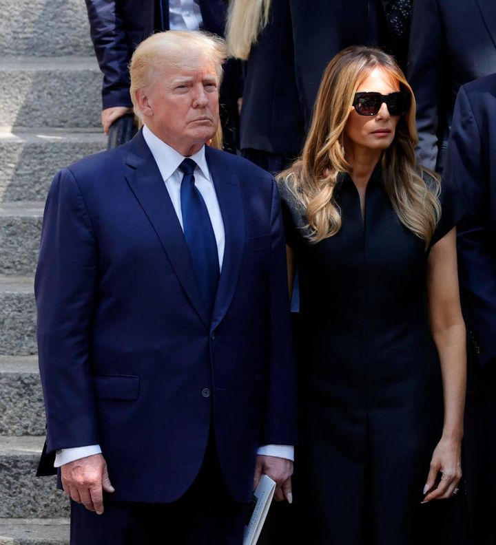 Donald e Melania Trump durante i funerali di Ivana Trump a New York