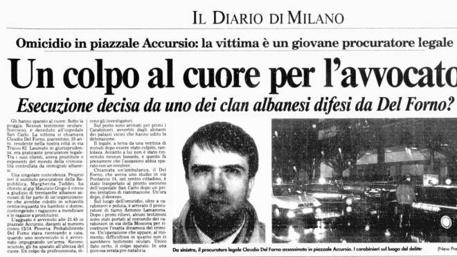 la notizia sul Giorno dell’assassinio di Claudio Del Forno