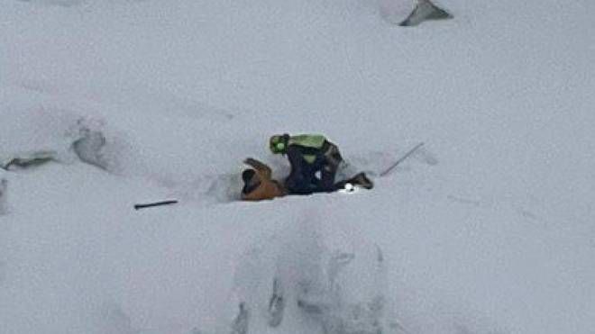 L'alpinista soccorso sul Monte Bianco